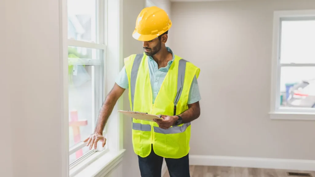 Inspector revisa instalaciones de una vivienda antigua